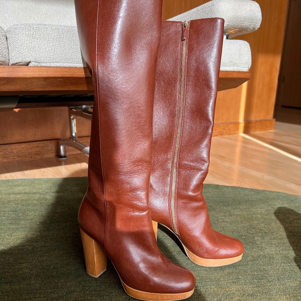 Stella McCartney Vegan Leather Mahogany platform boots